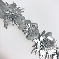 SPECIAL/Faux Leather Flower Trim [Colour: Silver]