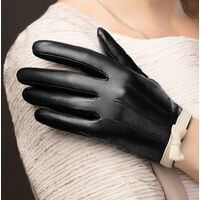 Gloves/Leather/Style 8 - Black/Off White [Size: Small (17.2cm)]