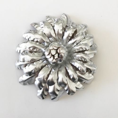 Flower/Leather (2) - Silver