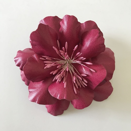 Flower/Leather (1) - Fuchsia