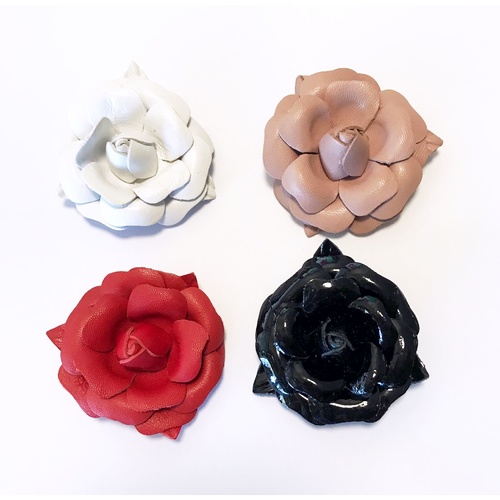 Faux Leather Flower [Colour: White]