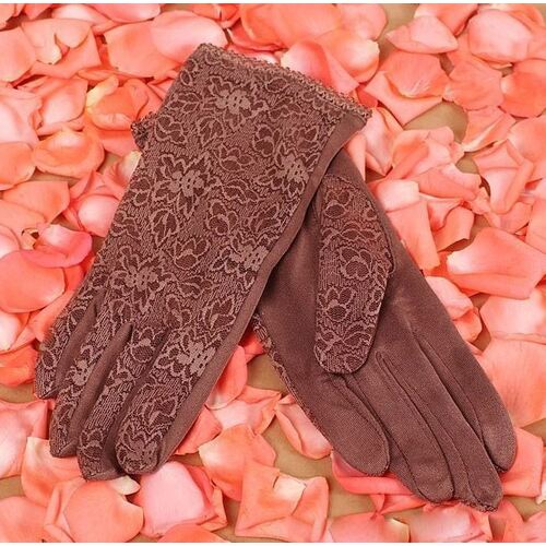 Lace/Silk Gloves - Brown